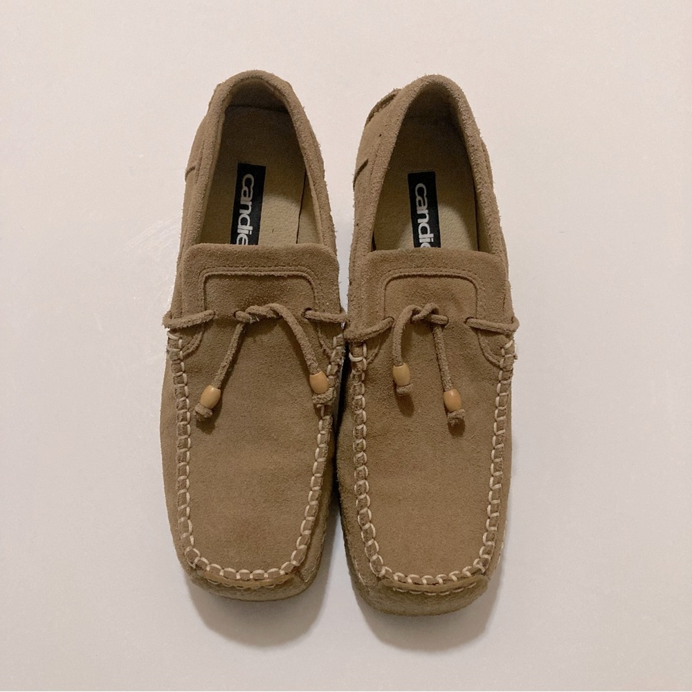 Candies Vintage Tan Suede Chunky Platform Wedge Loafers Size: 7.5M Women’s